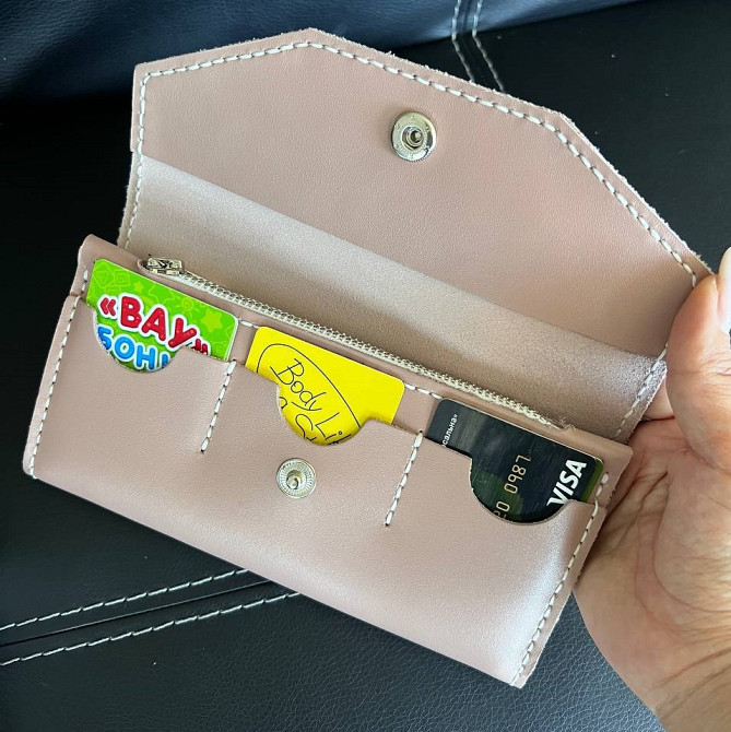 Гаманець жіночий клатч Флоренція Рожевий шкіряний, стильний модний клатч ручної роботиMasterSem Київ - фото 5