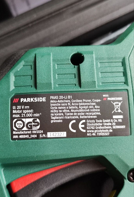 Акумуляторний секатор Parkside 20 В Без акумулятора та зарядного пристрою (PAAS 20-Li B1) Київ - фото 7