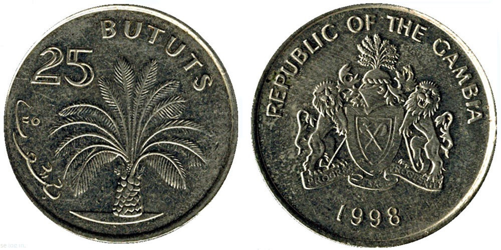 Гамбія 25 бутутів 1998 AU-UNC Полтава - фото 1
