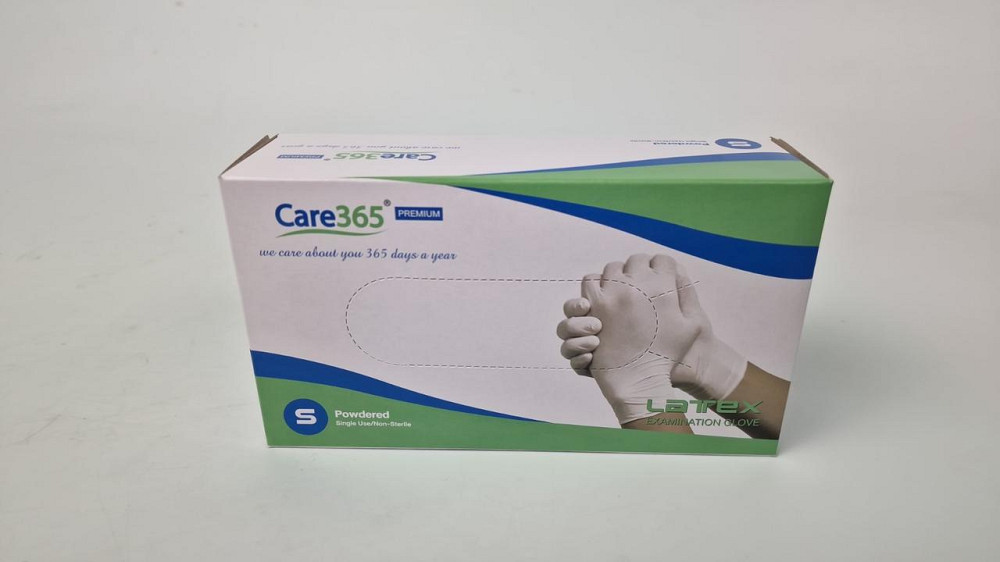 Рукавиці Латексні нестерильні текстуровані з пудрою TM Care365 "S" (1 пачка) Харків - фото 2