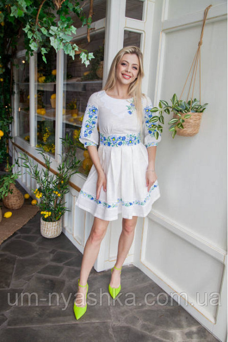Лляне плаття з вишивкою вишиванка "Польові ромашки" для жінок дівчаток Кривий Ріг - фото 1