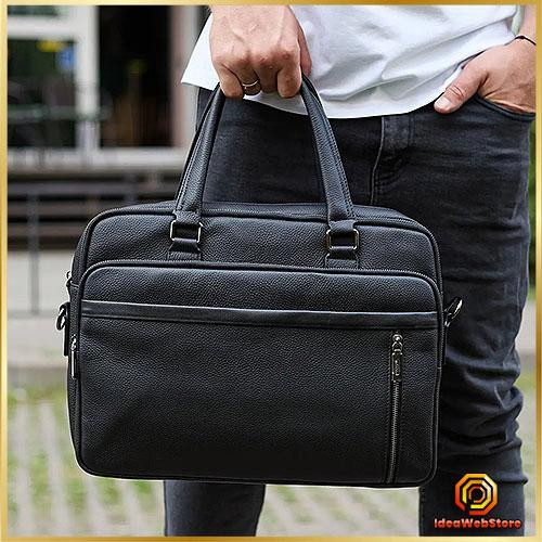 Деловая мужская кожаная сумка портфель для ноутбука и документов Горизонтальная кожаная мужская сумка портфель Киев - изображение 1