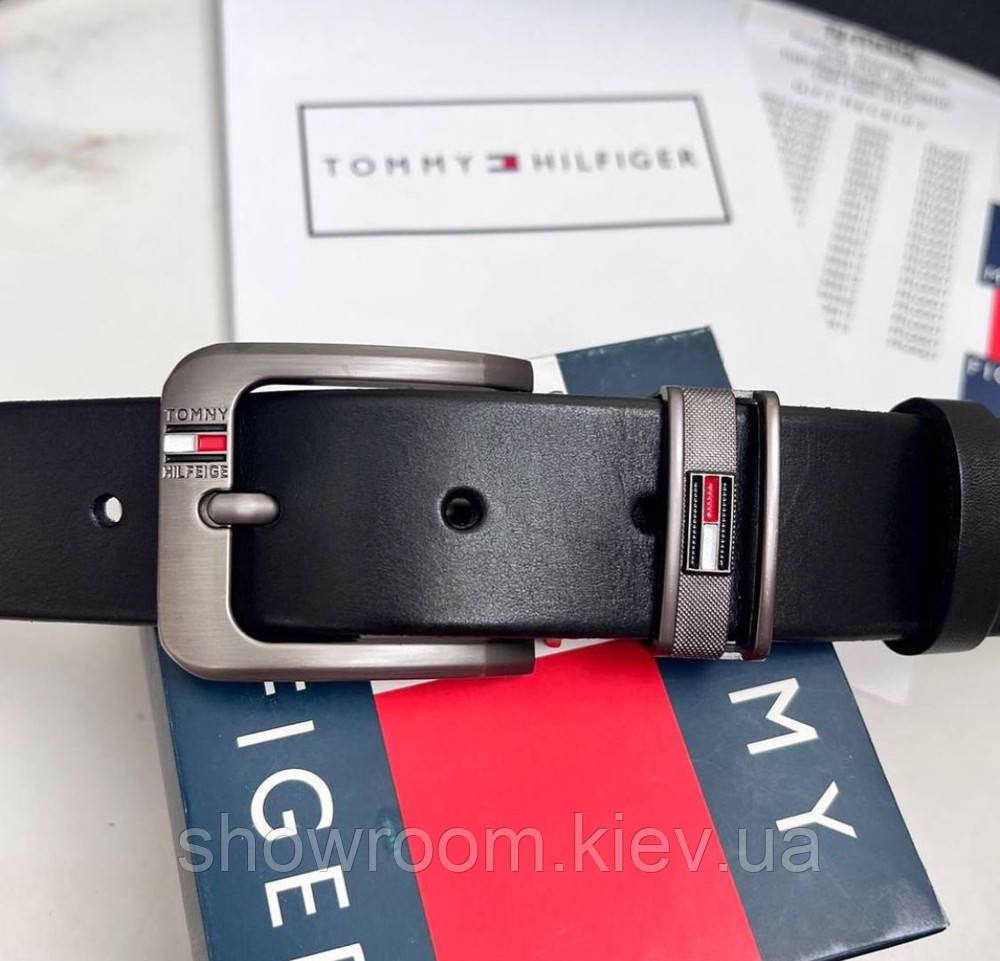 Чоловічий шкіряний брендовий ремінь (070) чорний Київ - фото 2