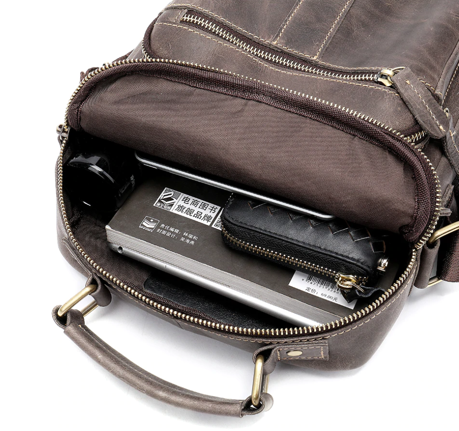 Сумка чоловіча вертикальна шкіряна Сіра (Vintage) Київ - фото 3