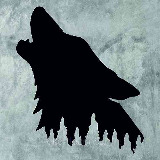 Декоративное настенное Панно «Волк», Декор на стену 90*78 см, Черный Киев