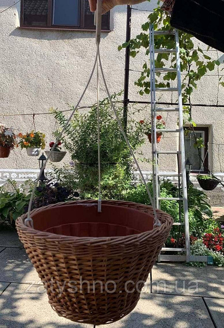 Плетена підставка кругла для квітів на підвіконня Київ - фото 5