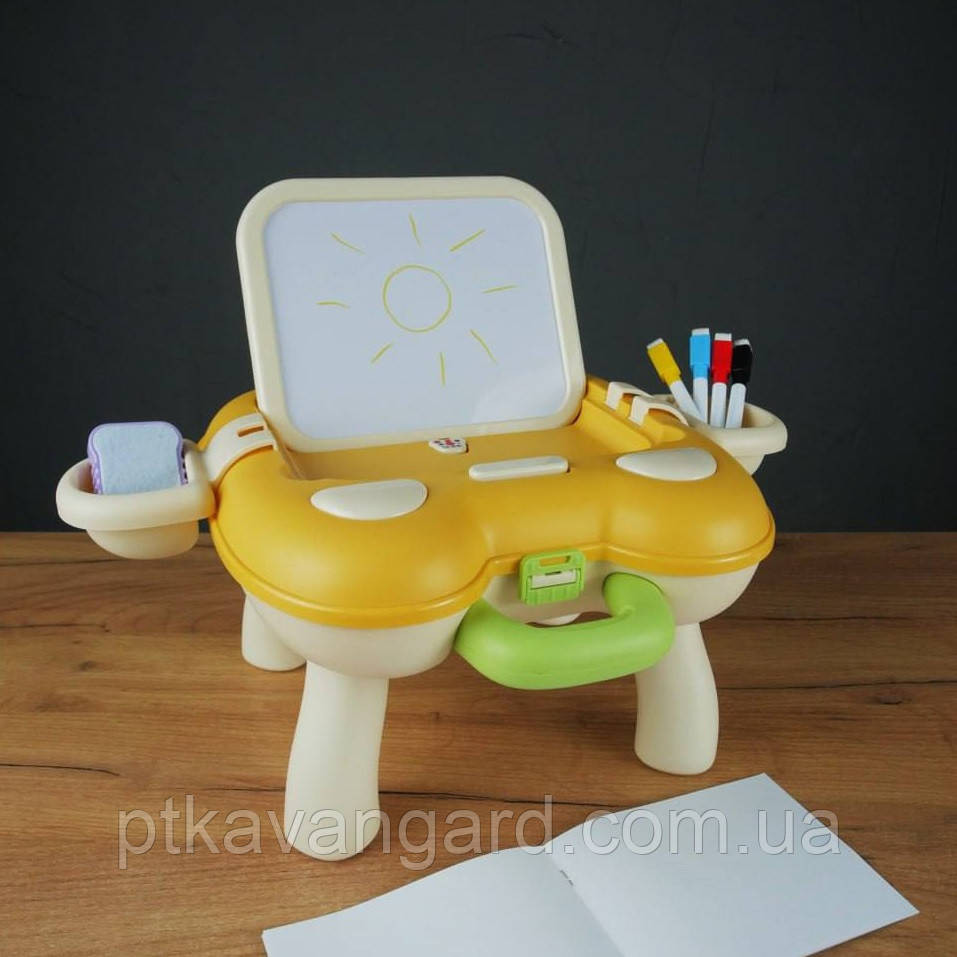 Мольберт для малювання дитячий (маркери, губка, складається в чемодан, пластиковий) жовтий Хмельницький - фото 1