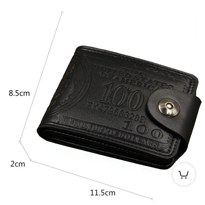 Кошелек мужской гравировка 100 долларов PU кожа 11,5 на 8,5 черный Киев - изображение 8