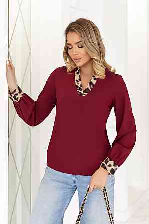 Блуза жіноча з довгими рукавами "Briana" | Норма і батал Бордовий, 42-44 Київ