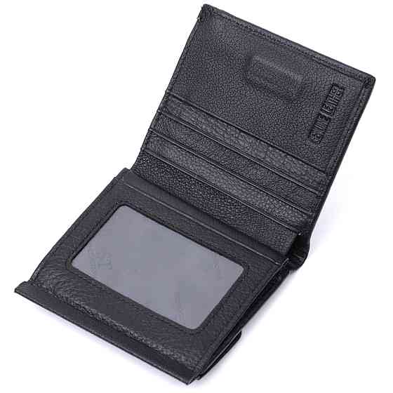 Жіночий гаманець середнього розміру із монетницею зовні із натуральної шкіри Чорний (ST Leather) Київ