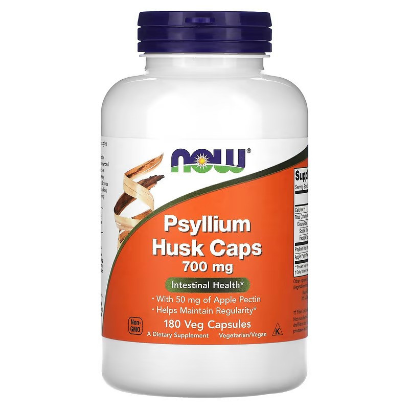 Шелуха подорожника NOW Psyllium Husk Caps, 700 mg, 180 Veg Capsules Луцк - изображение 1