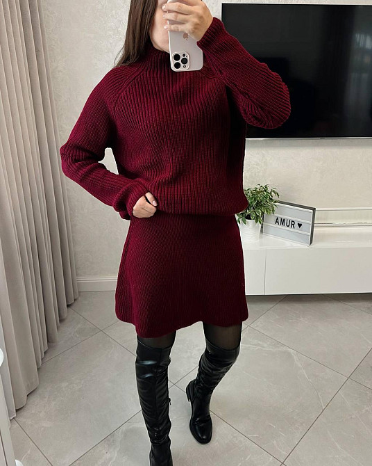 Женский базовый теплый костюм двойка мелкая машинная вязка Одесса - изображение 1