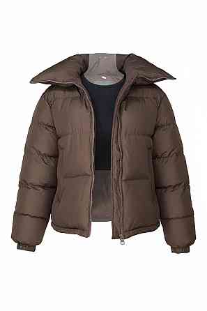 Куртка женская Haiziyuan 2603 оверсайз пуффер с воротником-стойкой коричневая, коричневый, S Киев