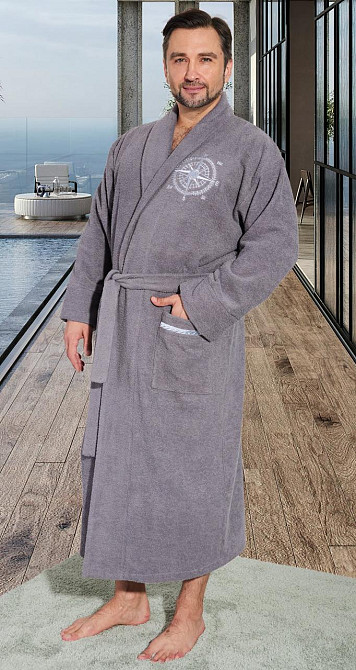 Мужской махровый халат с вышивкой полезный подарок (56-58) Киев - изображение 3