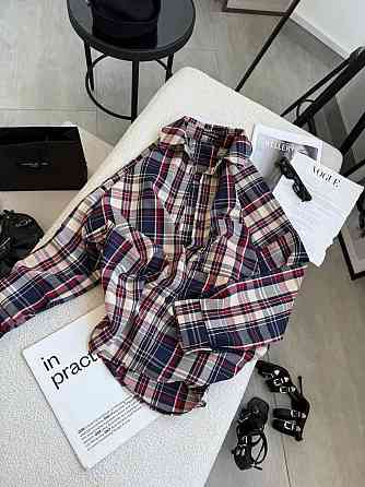 Жіноча класична сорочка в карту оверсайз крою костюмний тіар Бербері Одеса