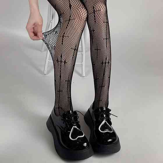 Колготки с крестами в сетку женские one size черный Киев