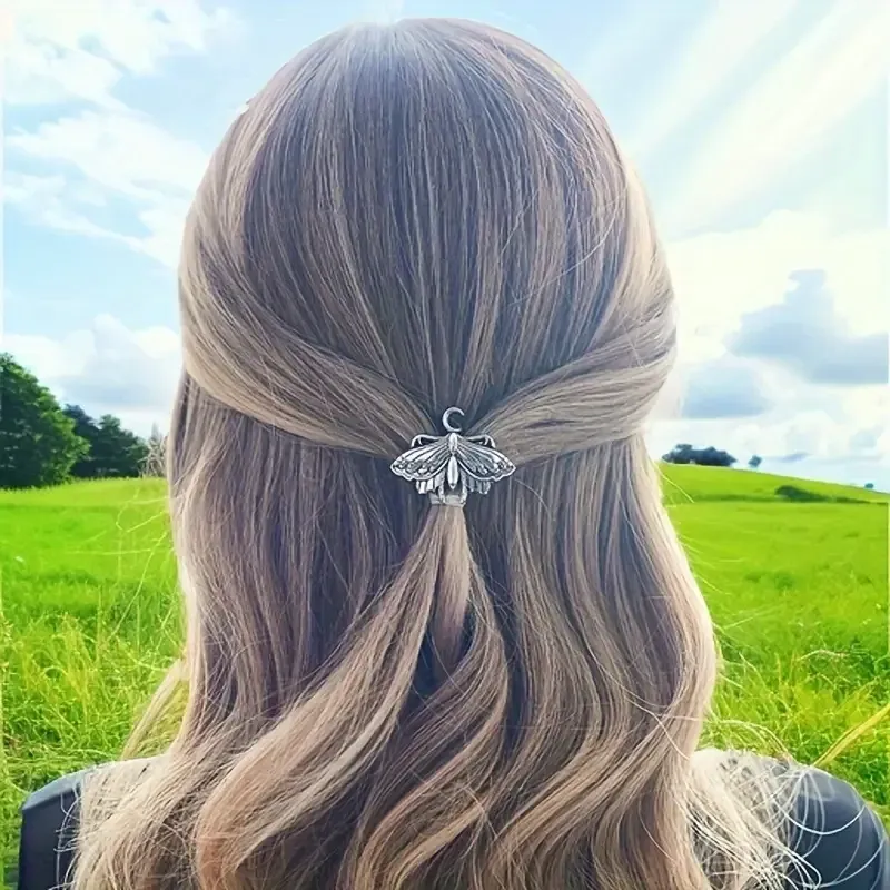 Металлическая заколка-краб «Бабочка» серебристая, 4,2 см Киев - изображение 3