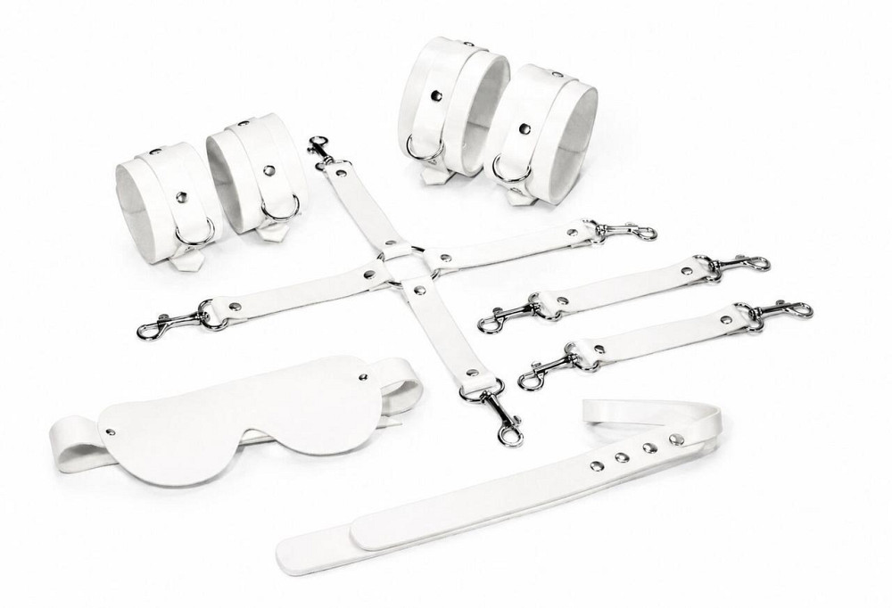 Набір Feral Feelings BDSM Kit 5 White, наручники, поножі, хрестовина, маска, падл Sex Aura Київ - фото 1