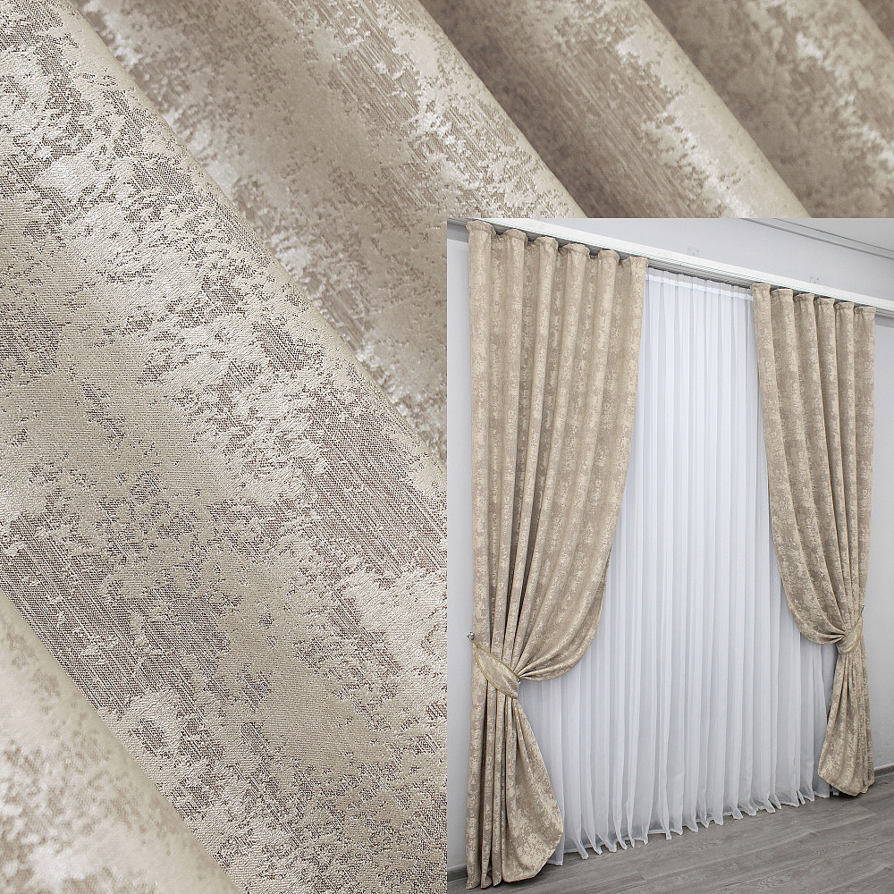 Комплект готовых штор VR-Textil Жаккард Sultan YL № 1206ш Серо-бежевый 200х270 см 2 шт (32-025) Киев - изображение 1