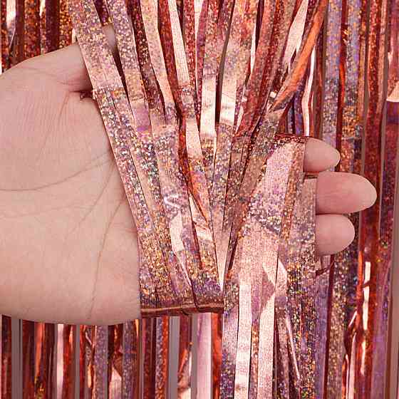 Дождик для фотозоны с голограммой для праздника 245 на 92 см розовое золото Киев