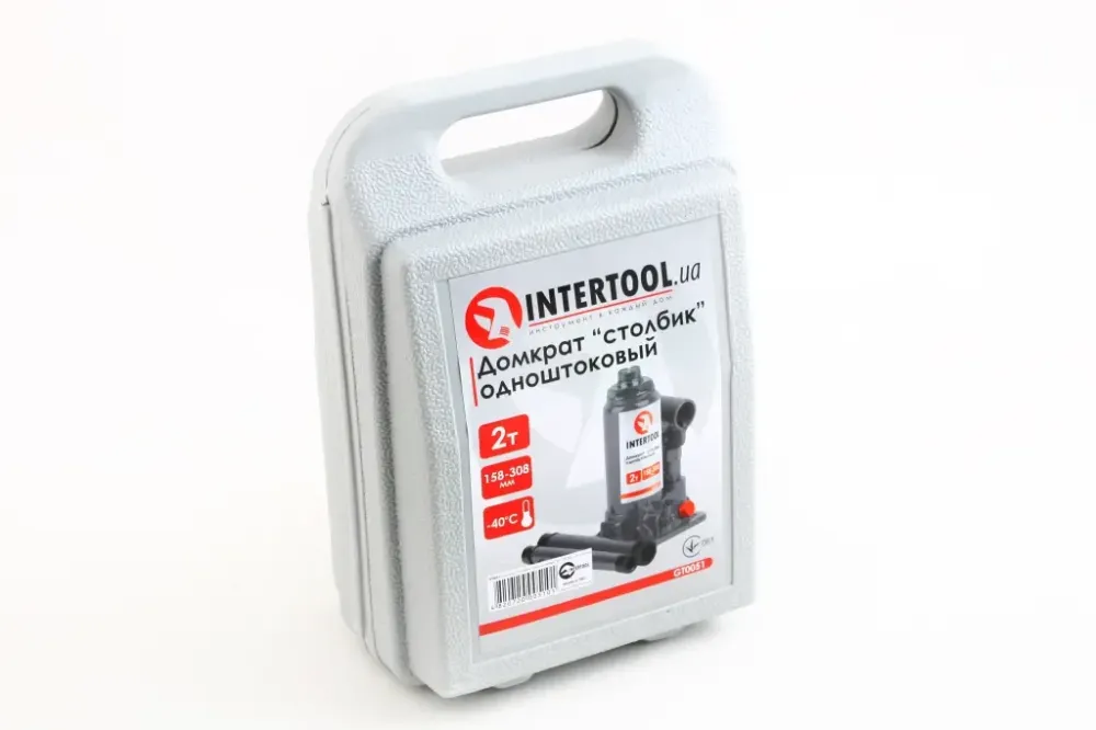 Домкрат гидравлический  2 т 158-308мм пласт. уп. Intertool с предохр. клапаном Винница - изображение 4