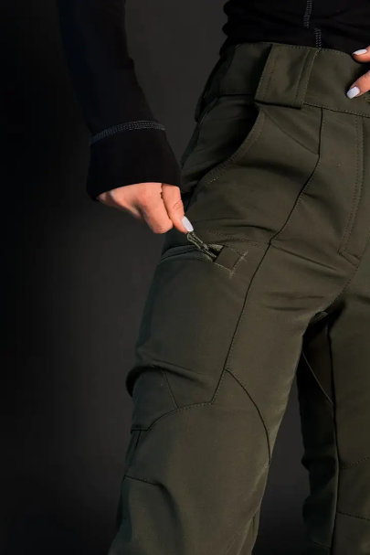 Жіночі тактичні штани Softshell на флісі 44, Олива Запорожье - изображение 7
