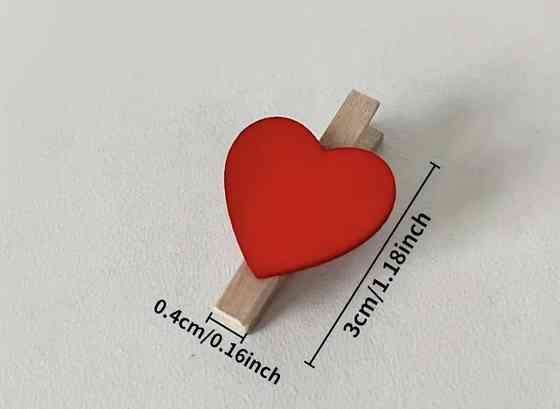 Декоративні маленькі прищіпки з сердечками 10 шт Сміла