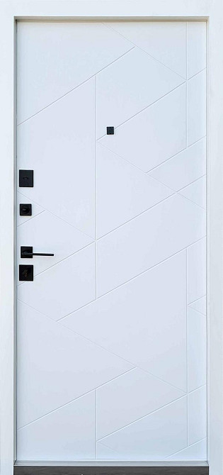 Вхідні двері Qdoors Ультра Фрост грифель структури софт біле дерево 850х2040 мм Київ - фото 2