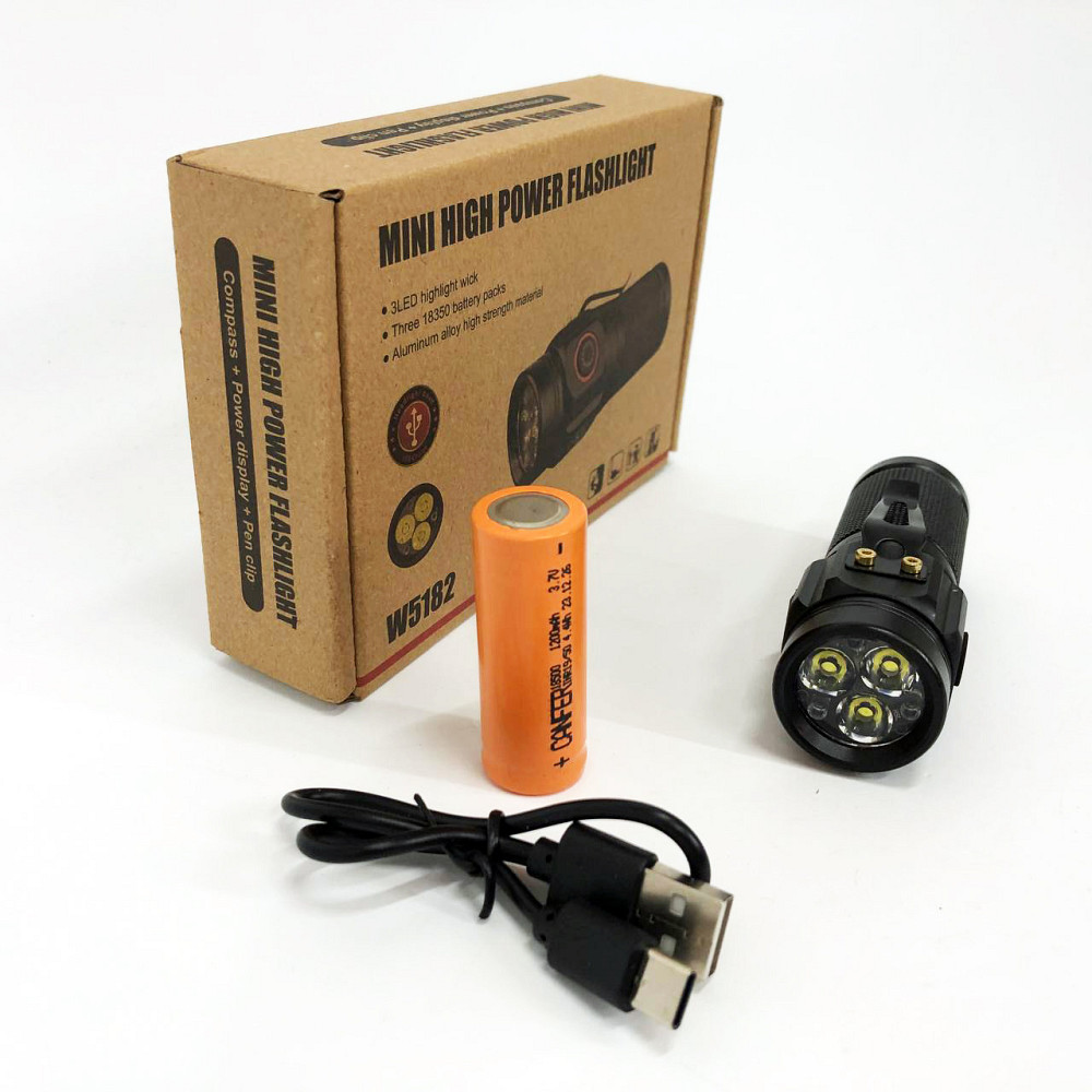 Ручний ліхтар з двома режимами роботи W5182-3XHP360, Супер яскравий лід ліхтарик, Сильний ліхтарик NR-17 Львів - фото 4