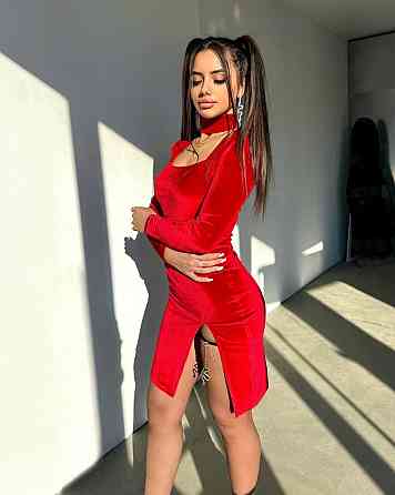 Жіноче святкове мініплаття з королівського оксамиту Червоний, 42/44 Одеса