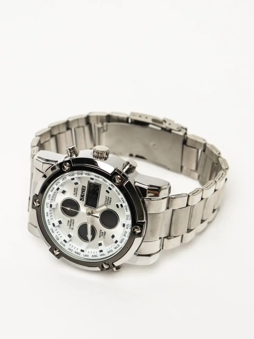 Класичний наручний годинник Skmei 1389 Сріблястий з білим Київ - фото 6