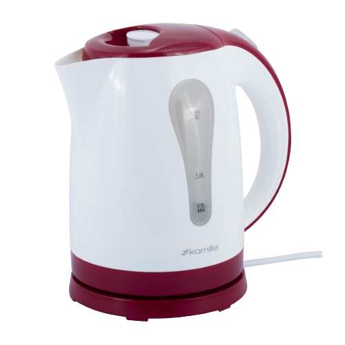 Електрочайник 1,8л 1850-2200W пластик (диск) білий/червоний 1715R KAMILLE Житомир - изображение 2