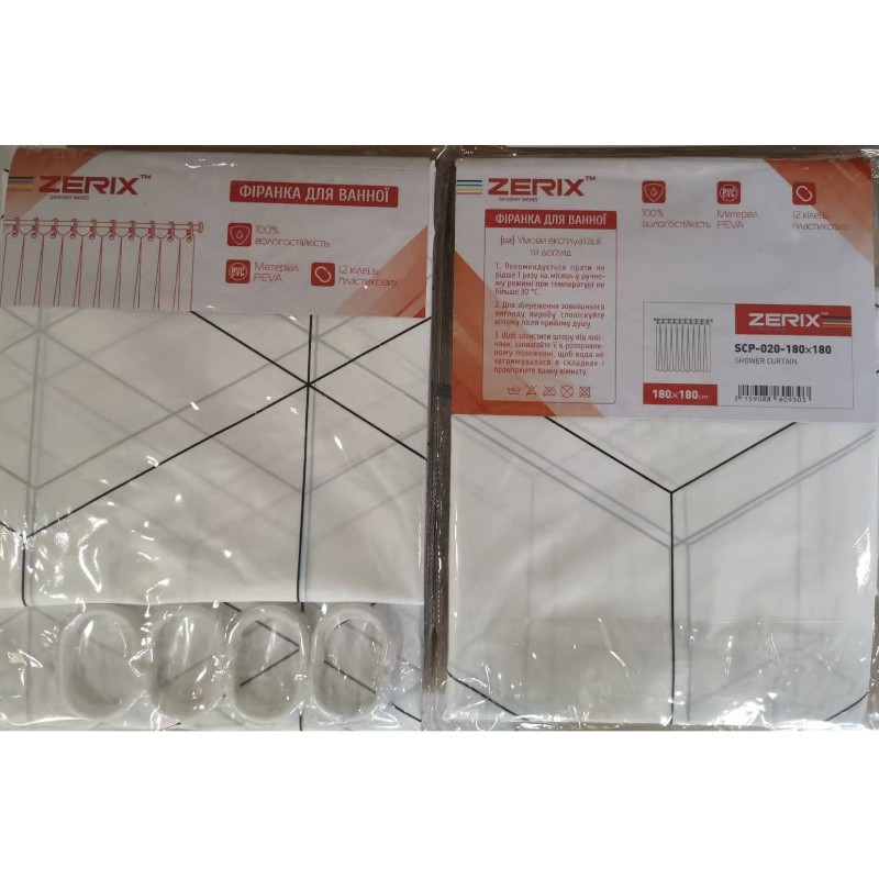 Шторка для ванної Zerix SCP-020-180x180 з PEVA    ( 12500 ) Харків - фото 3