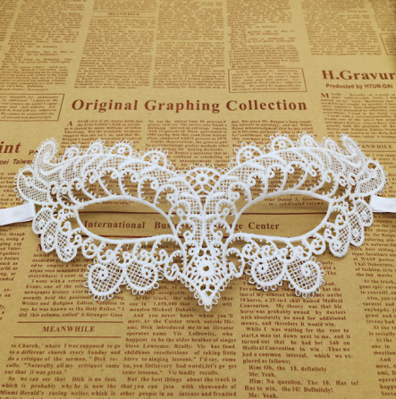 Маска из кружева карнавальная 22 на 7 см белый Киев