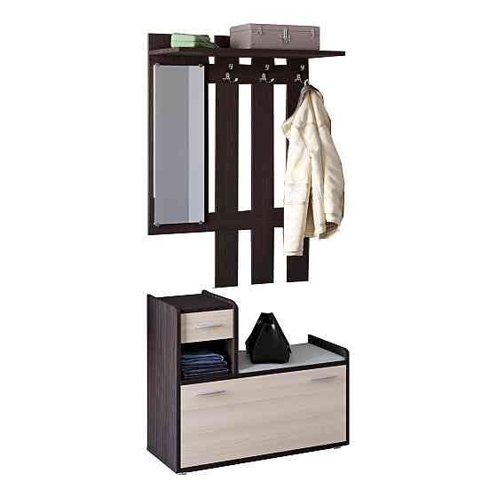 Прихожая Эверест Тандем с вешалкой и тумбой (левая) для обуви венге + дуб молочный (DTM-2199) Львов
