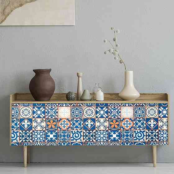 Самоклеюча плівка на паперовій основі 0,45х10м х 0,07мм Вінтажна синя мозаїка SW-00000787 Київ