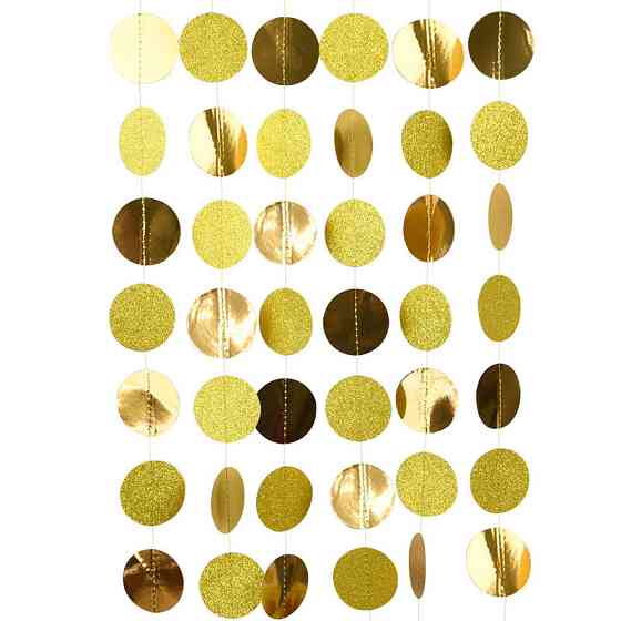 Гирлянда нитка круги на нитке праздничные на стену 400 см золотистый Киев