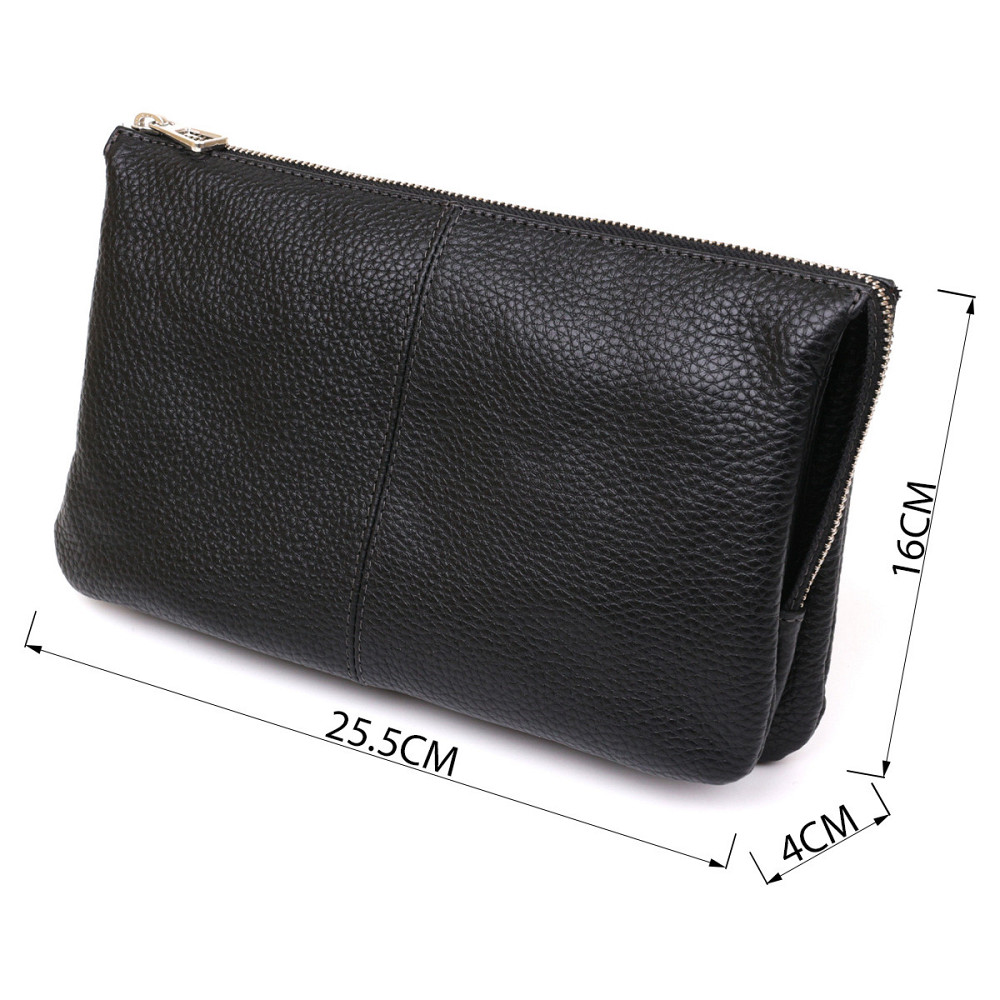 Барсетка мужская GRANDE PELLE 11147 кожаная Черная флотар Киев - изображение 3