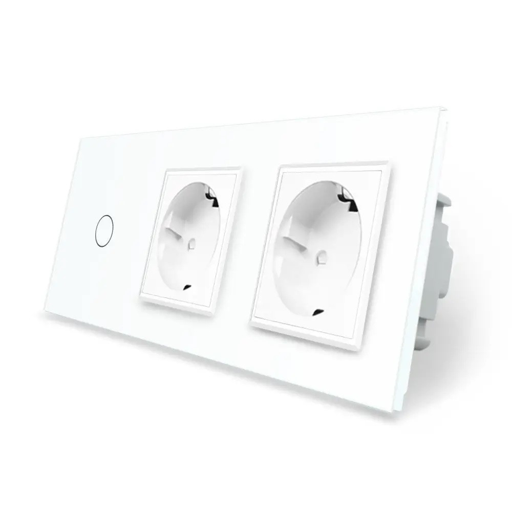 Розумний сенсорний прохідний/перехресний вимикач 1 сенсор 2 розетки Livolo білий скло (VL-C701SZ/C7C2EU-11) Коломыя - изображение 6
