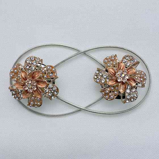 Магніти для штор та гардин "Flowers" набір 2 шт Персиковий (81-235) Київ