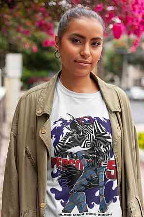 Футболка для хлопчика з аніме принтом Персона Схіртгоро Акекхі Схін оверсайз (зріст від 165 до 180) Чорний AnimeJ0966m Дніпро