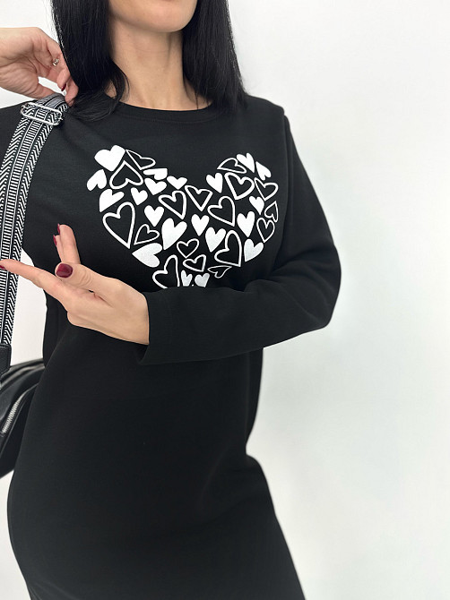 Теплое платье с принтом Romance батал 50-52, Черный Киев - изображение 5