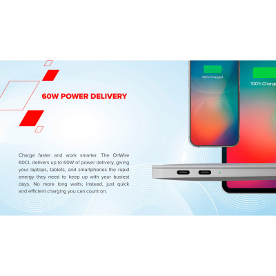 Дата кабель USB-C to USB-C 1.0m OnWire 60CL C-C 60W COLOR Braided 1m Light Blue Canyon (CND-CCAP60AB10LBL) Винница - изображение 4