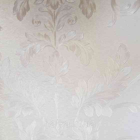 Шпалери вінілові на паперовій основі Sirpi Italian Silk 7 вензелі дамаски великі сріблясті на кремовому Київ