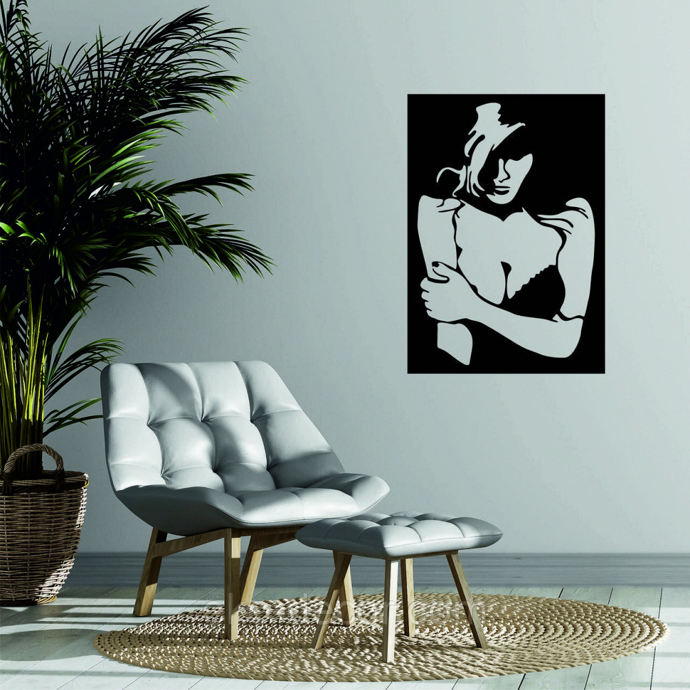 Декоративное настенное Панно «Силуэт женщины», Декор на стену 90*63 см, Черный Киев - изображение 5