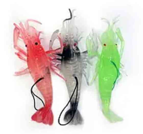 Силіконова велика креветка люмінесцентна 13 см салатовий Київ