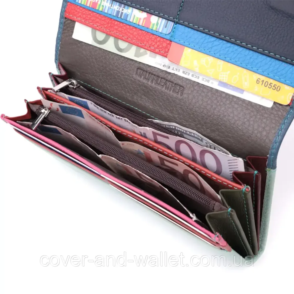 Классический женский кошелёк из натуральной кожи голубого цвета на магнитах ST Leather Киев - изображение 5