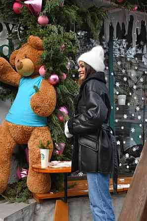 Женская стильная двубортная дубленка под пояс Черный 2, 42/44 Одесса