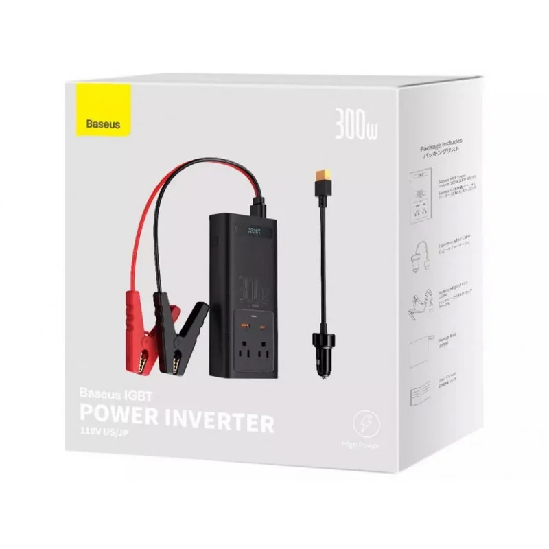 Автомобильный инвертор для электросамокатов Baseus IGBT Power Inverter 300W (110V US/JP ) Black + переходник Ковель - изображение 2