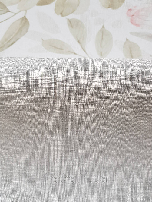 Обои  виниловые на флизелине Sintra Structure однотонные под ткань полоски сеточкой светло серые с глянцем 460412 Киев - изображение 3